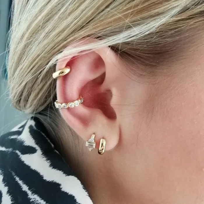 Scream Pretty Earrings Bezel Single Ear Cuff with Clear Stones