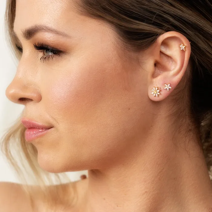 Scream Pretty Earrings Hannah Martin Gold Teeny Flower Stud Earrings