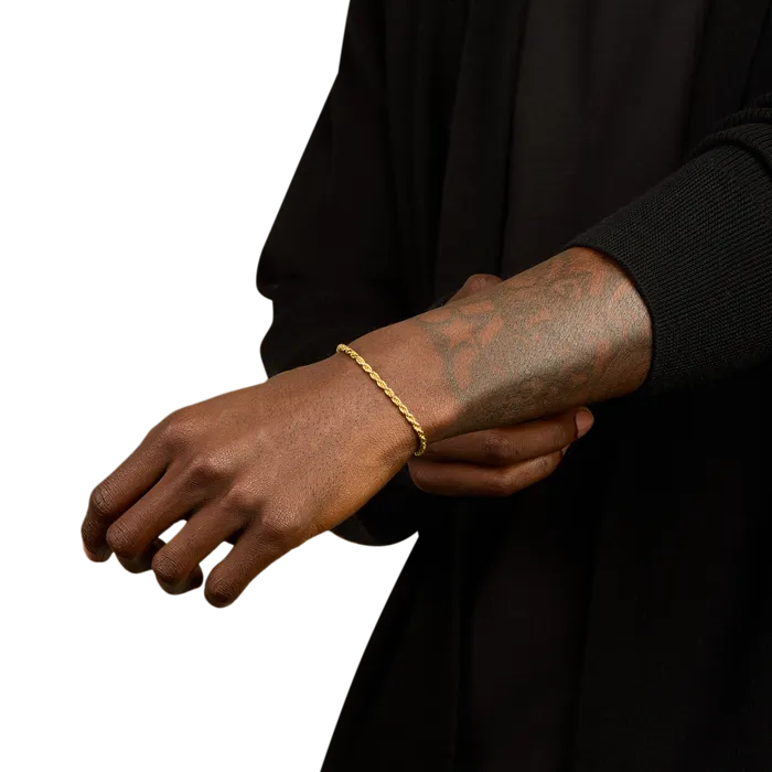 Solid Gold 14k Gold Rope Bracelet 35mm Bracelets