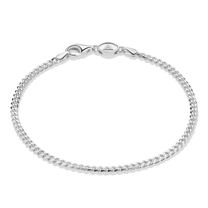 Solid Gold Bracelets 14k White Gold Curb Bracelet 3mm