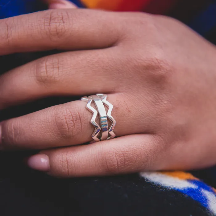 Spirit Silver Infinity Band Ring Turquoise Skies Rings