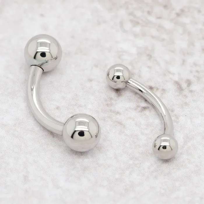 Stainless Steel Curved Barbell 00 ga Anatometal Earrings