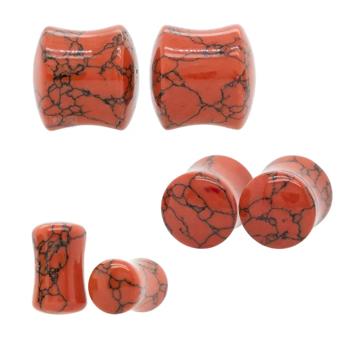 Stone Plugs Red Turquoise Oracle Body Jewelry Earrings