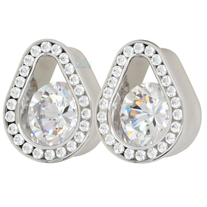Super Gemmed Teardrop Eyelets with BrilliantCut Gems Cubic Zirconia Anatometal Necklaces