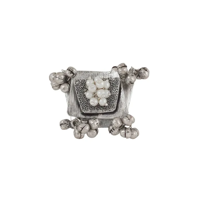 Teejh Amvii Pearl and Silver Oxidised Ring Teejh Rings Teejh Amvii Pearl and Silver Oxidised Ring Teejh Rings