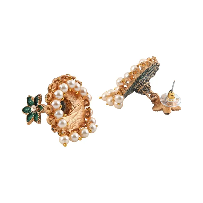 Teejh Earrings Teejh Arika Dark Green and Black Gold Enamel Earrings Teejh Earrings Teejh Arika Dark Green and Black Gold Enamel Earrings