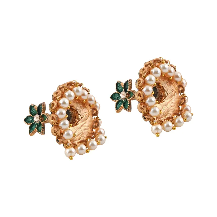 Teejh Earrings Teejh Arika Dark Green and Black Gold Enamel Earrings Teejh Earrings Teejh Arika Dark Green and Black Gold Enamel Earrings