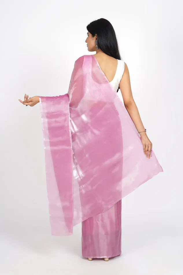 Teejh Earrings Teejh Barbie Pink Tissue PreDraped Saree