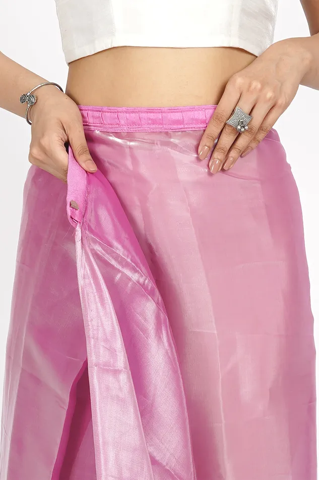 Teejh Earrings Teejh Barbie Pink Tissue PreDraped Saree