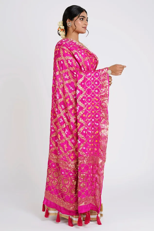 Teejh Earrings Teejh Chetna Pink Banarasi Dupatta
