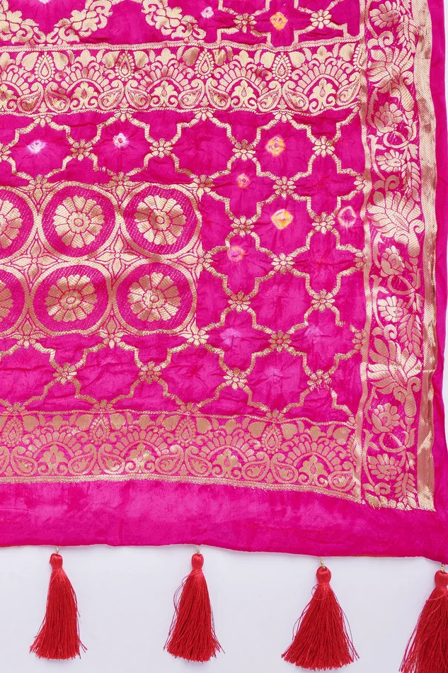 Teejh Earrings Teejh Chetna Pink Banarasi Dupatta