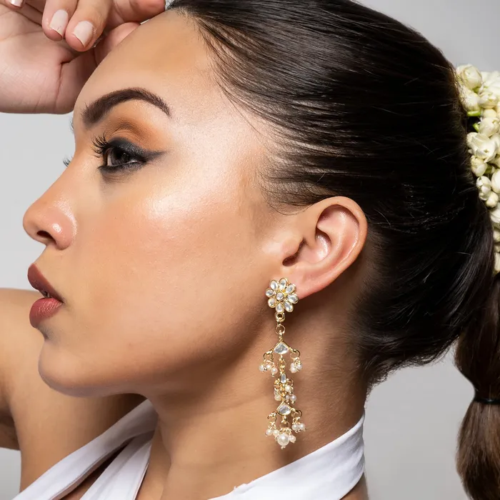 Teejh Earrings Teejh Radhika Pearl and Polki Earring Teejh Earrings Teejh Radhika Pearl and Polki Earring