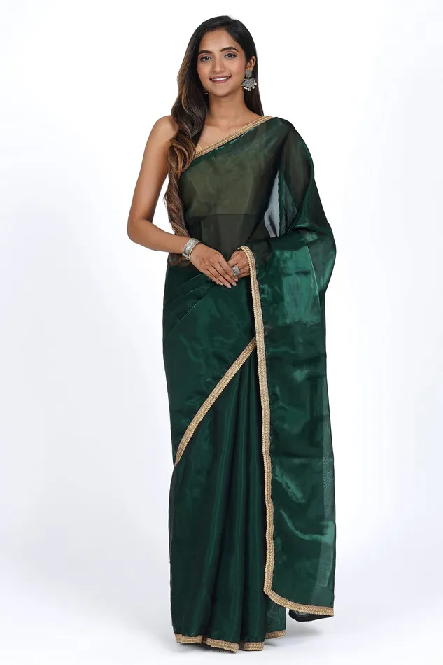 Teejh Emerald Elegance Tissue Saree Teejh Earrings