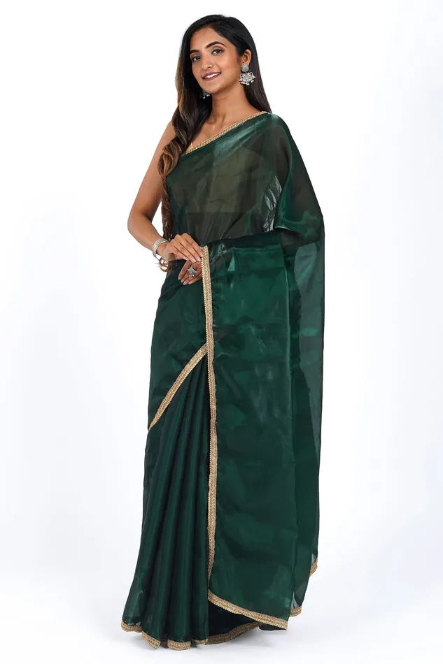 Teejh Emerald Elegance Tissue Saree Teejh Earrings