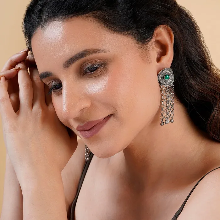 Teejh Jia Silver Green Earring Teejh Earrings