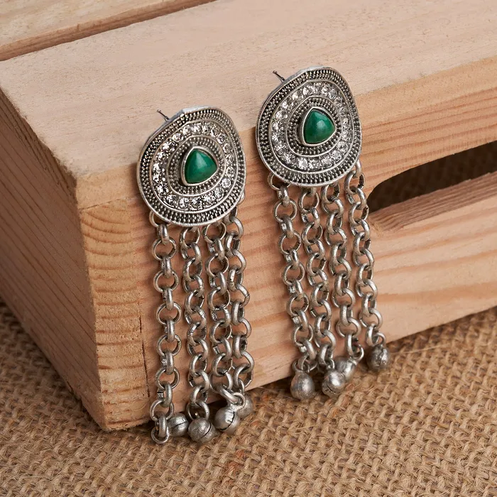 Teejh Jia Silver Green Earring Teejh Earrings
