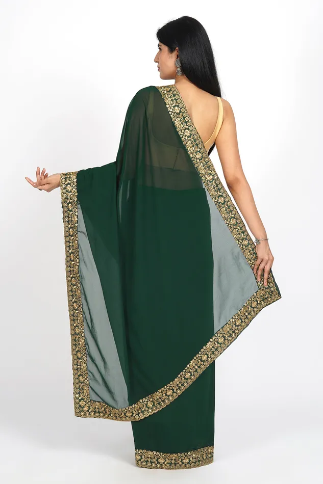 Teejh Niharika Georgette Saree Teejh Earrings
