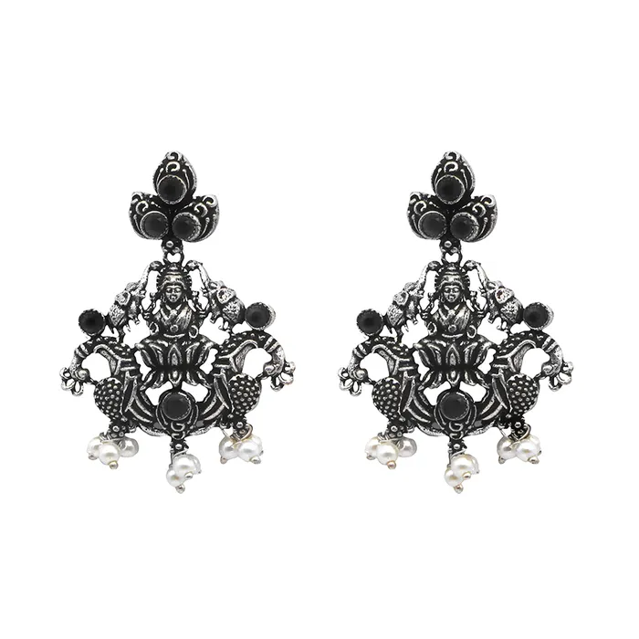 Teejh Odika Black Stone Temple Work Necklace Set Teejh Necklaces Teejh Odika Black Stone Temple Work Necklace Set Teejh Necklaces