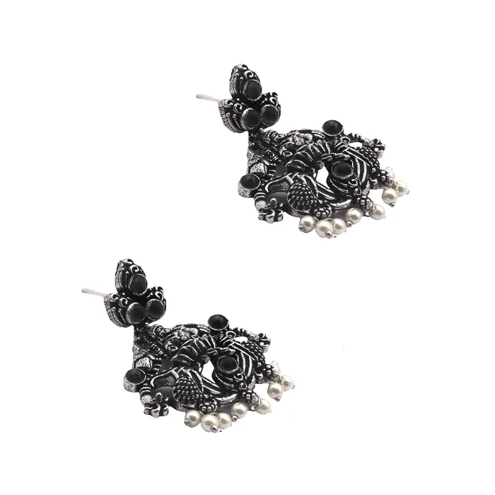 Teejh Odika Black Stone Temple Work Necklace Set Teejh Necklaces Teejh Odika Black Stone Temple Work Necklace Set Teejh Necklaces