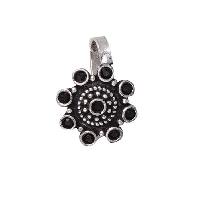 Teejh Rings Teejh Aagamya Black Stone Silver Oxidised Nose Pin Teejh Rings Teejh Aagamya Black Stone Silver Oxidised Nose Pin