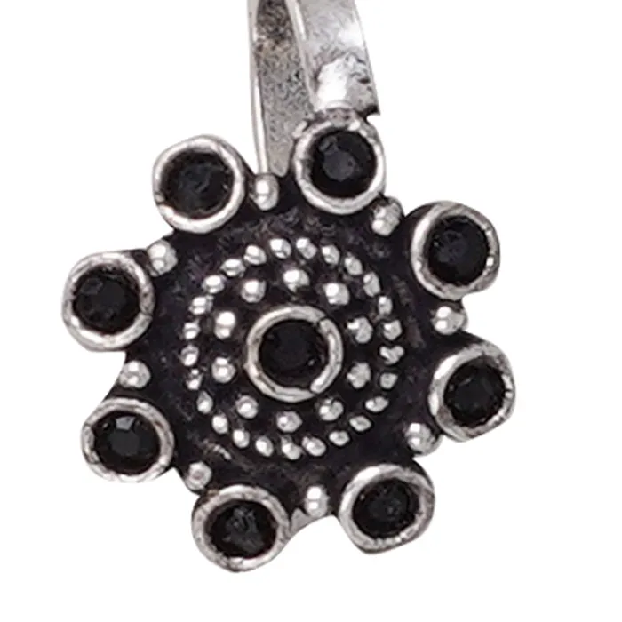 Teejh Rings Teejh Aagamya Black Stone Silver Oxidised Nose Pin Teejh Rings Teejh Aagamya Black Stone Silver Oxidised Nose Pin