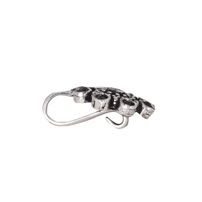 Teejh Rings Teejh Aagamya Black Stone Silver Oxidised Nose Pin Teejh Rings Teejh Aagamya Black Stone Silver Oxidised Nose Pin
