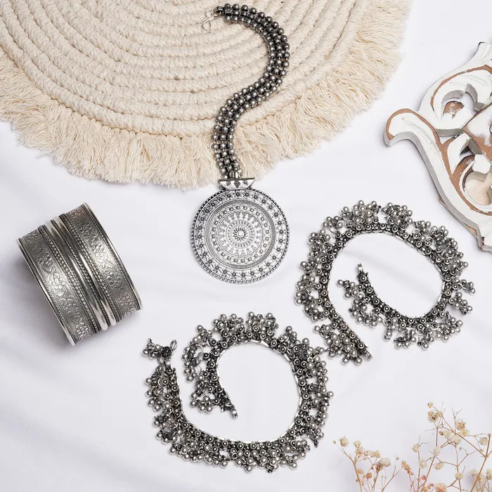 Teejh Rings Teejh Ganika Silver Oxidised Jewelry Gift Set