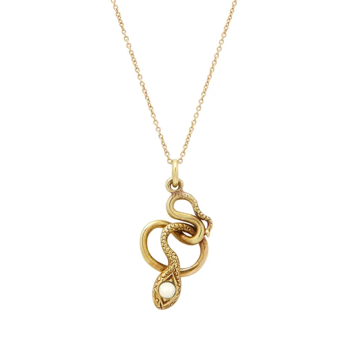 The FB Yellow Gold Snake Charmer Necklace Fox Bond Originals Necklaces