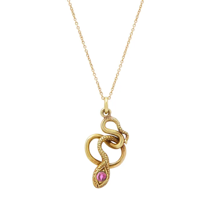 The FB Yellow Gold Snake Charmer Necklace Fox Bond Originals Necklaces