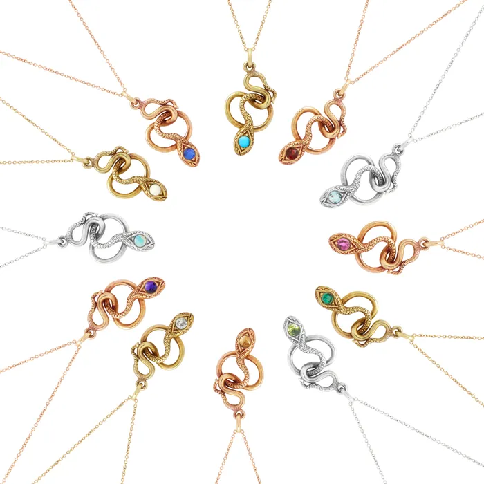 The FB Yellow Gold Snake Charmer Necklace Fox Bond Originals Necklaces