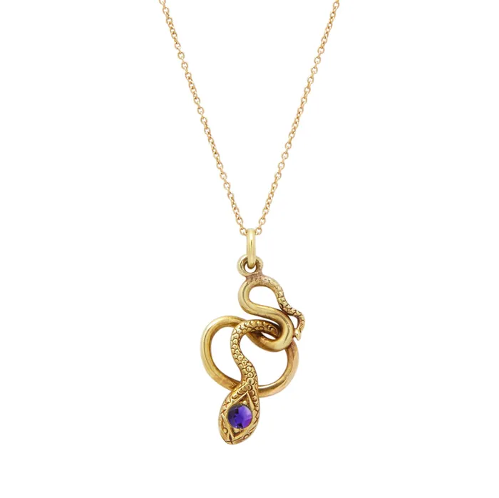 The FB Yellow Gold Snake Charmer Necklace Fox Bond Originals Necklaces