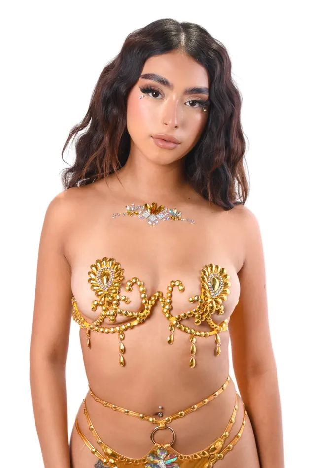 THE LUMI SHOP Gold Goddess Carnival Bra Top PreStyled Sets THE LUMI SHOP Gold Goddess Carnival Bra Top PreStyled Sets