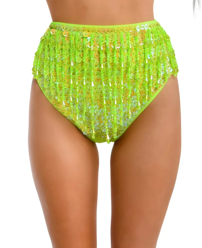 THE LUMI SHOP Hand Stitched Sequin Bottoms Neon Lime Earrings