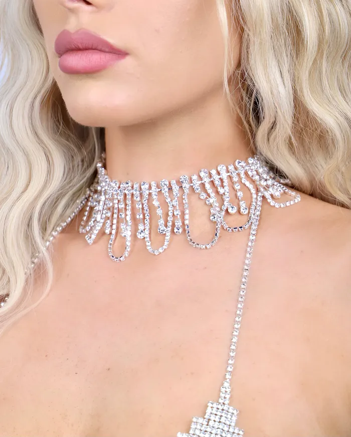 THE LUMI SHOP Necklaces Silver Moonlight Rhinestone Necklace THE LUMI SHOP Necklaces Silver Moonlight Rhinestone Necklace