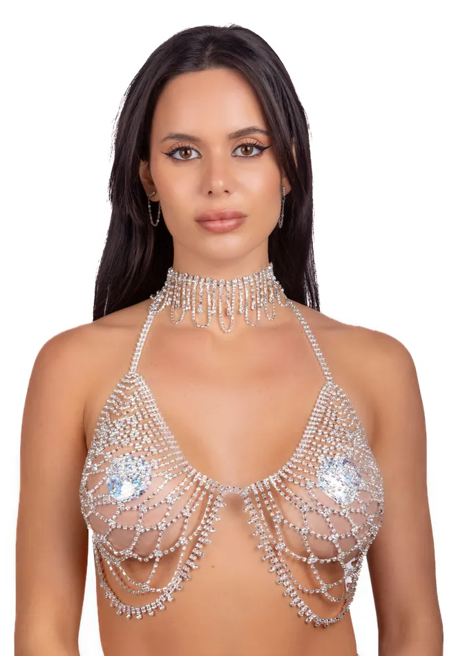 THE LUMI SHOP Necklaces Silver Moonlight Rhinestone Necklace THE LUMI SHOP Necklaces Silver Moonlight Rhinestone Necklace