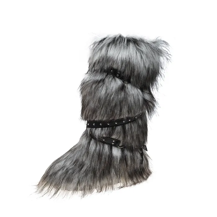 THE LUMI SHOP Rings Grey Bear Funky Tall Fuzzy Boots