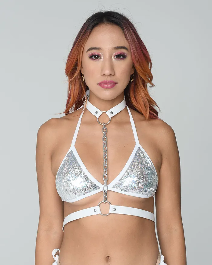 THE LUMi SHOP Rings White Vegan Leather Cross Body Harness Top