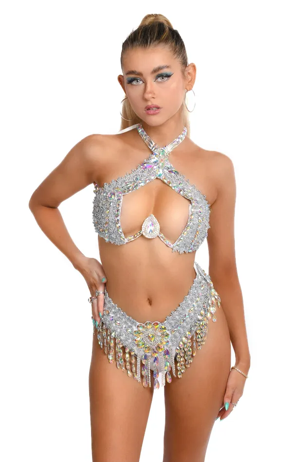 THE LUMI SHOP Silver Fantasy Mermaid Carnival Bra Necklaces