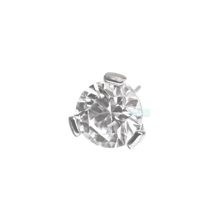 threadless 3mm 3 ProngSet Round Faceted Gem End Industrial Strength IS Rings