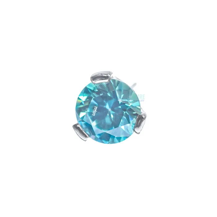 threadless 3mm 3 ProngSet Round Faceted Gem End Industrial Strength IS Rings
