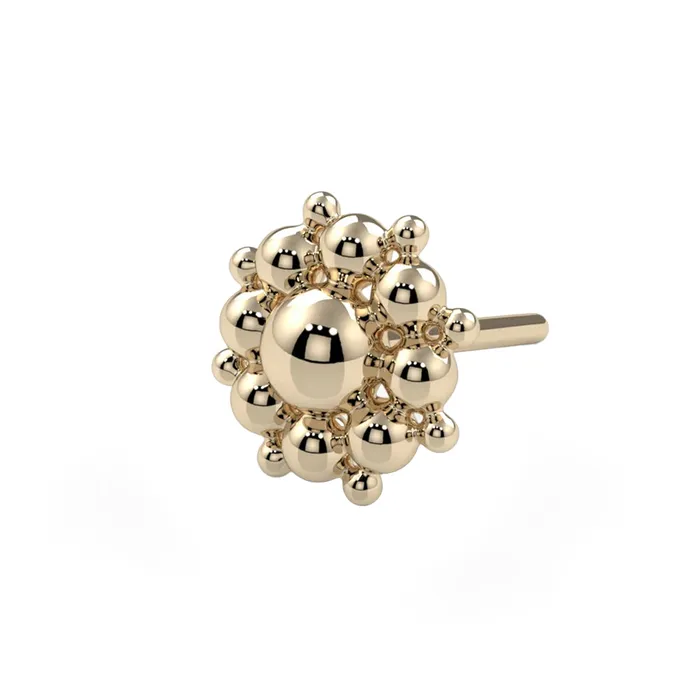 threadless Bali Flower End in Gold Platinum Kiwi Diamond Earrings
