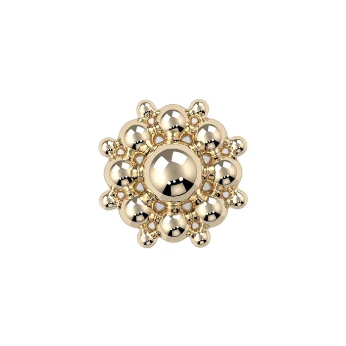 threadless Bali Flower End in Gold Platinum Kiwi Diamond Earrings