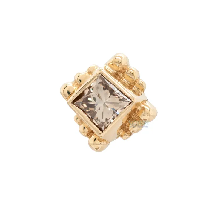 threadless Beaded Princess Pin in Gold with Champagne DIAMOND Body Vision BVLA Earrings