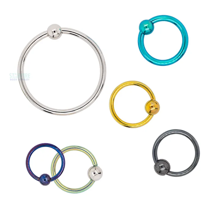 Titanium Captive Bead Ring CBR Teal Anatometal Rings