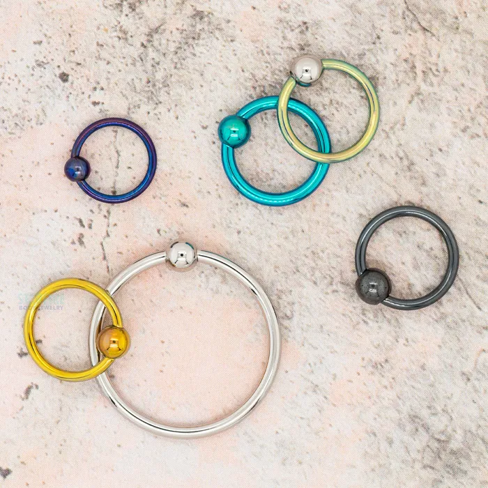 Titanium Captive Bead Ring CBR Teal Anatometal Rings