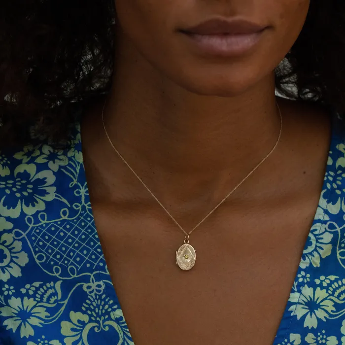 Victorian 14k Gold and Yellow Sapphire Locket Antique Necklaces