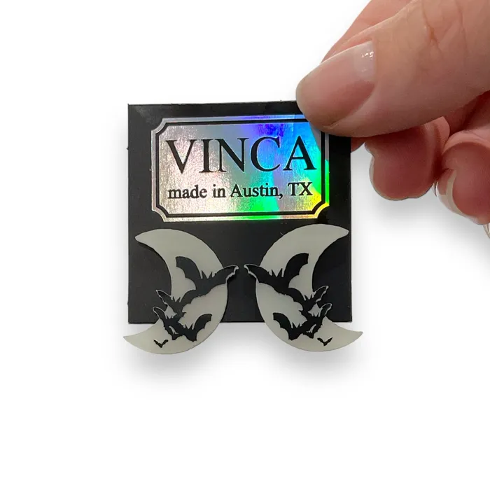 VincaUSA Earrings Last Chance Bats Amore Small BatMoon Earrings GLOWS