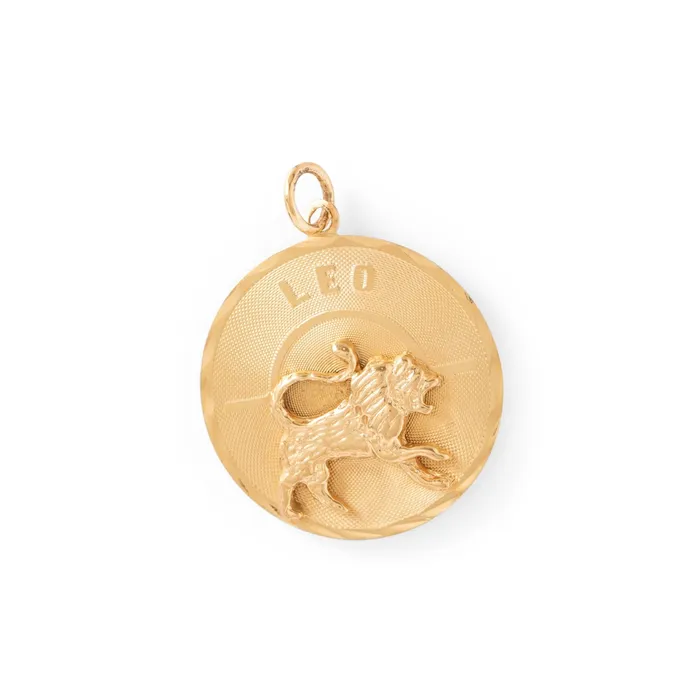 Vintage Earrings Large 14k Gold Leo Zodiac Charm