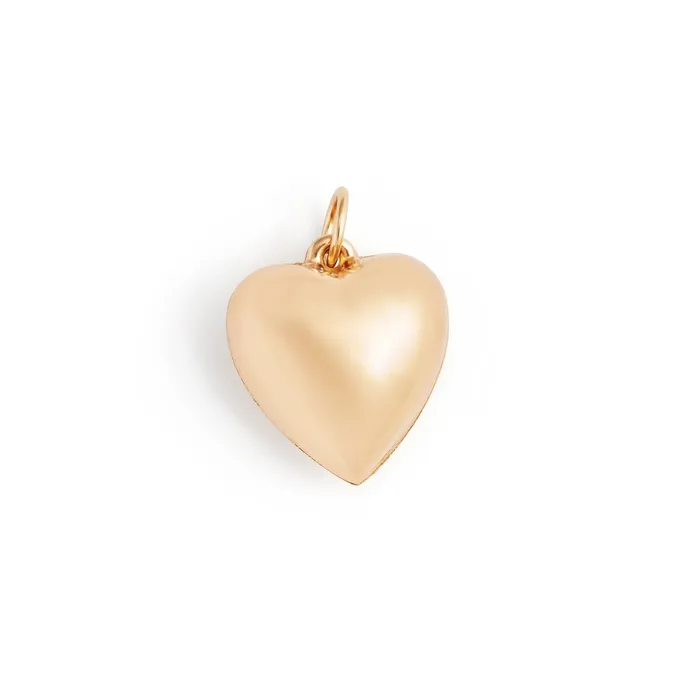 Vintage Earrings Puffy Heart 14k Gold Charm