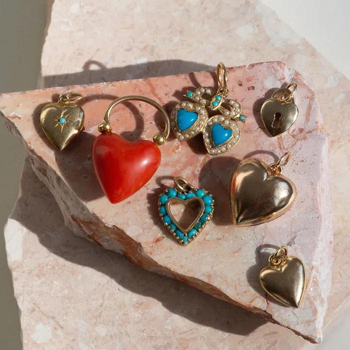 Vintage Earrings Puffy Heart 14k Gold Charm